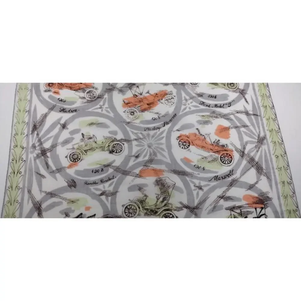 Men's 1940s Buick Handkerchief Scarf Jadeite Antique Automobile Fine Thin Cotton